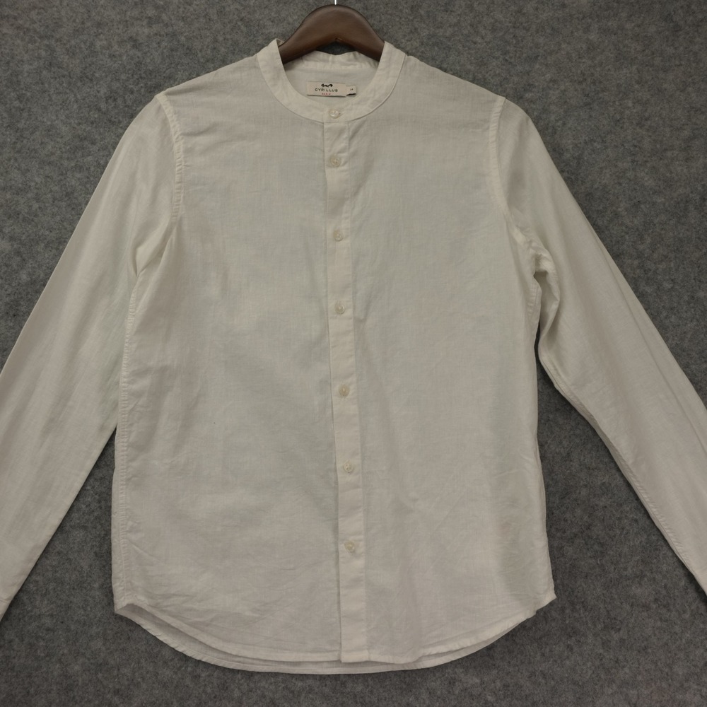 European Linen Shirt Boys 14 White Grandad Cotton Summer Preppy CYRILLUS Paris